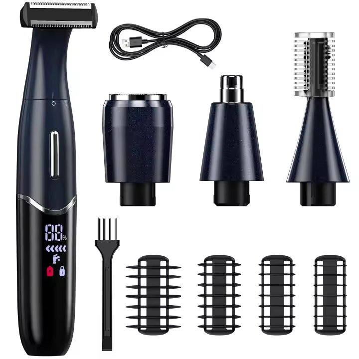 Recortadora de pelo corporal para hombres, juego de Afeitadora eléctrica 4 en 1, recortadora de barba multifuncional, regalo de vacaciones para él - 1