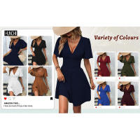 Vestido elegante de manga larga/corta para mujer estilo casual con cuello en V - details 2