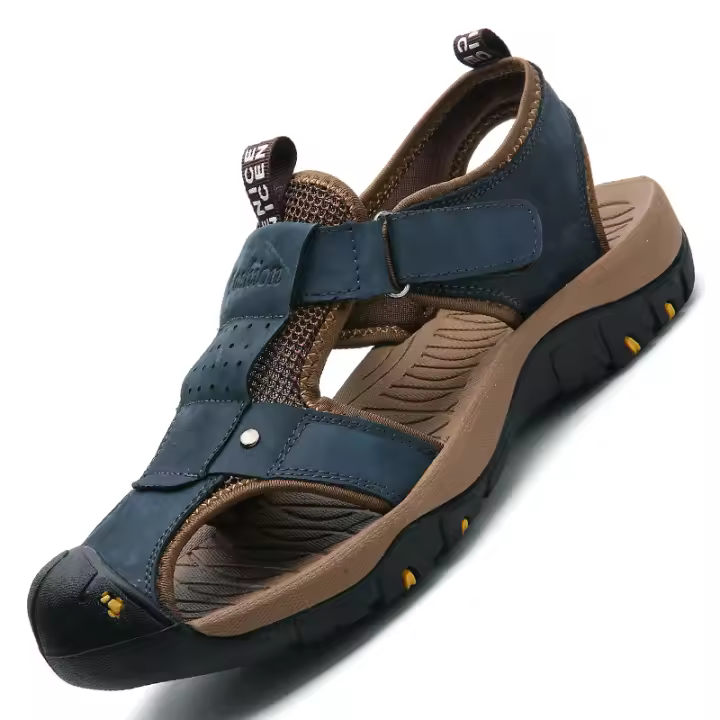Sandalias de cuero para hombre, impermeables para senderismo al aire libre, calzado deportivo, zapatos con punta cerrada - 1