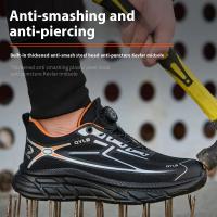 Zapatos de seguridad indestructibles con punta de acero, ligeros, antideslizantes, antipinchazos, antigolpes, con botón giratorio, zapatos de trabajo para hombres. - details 4