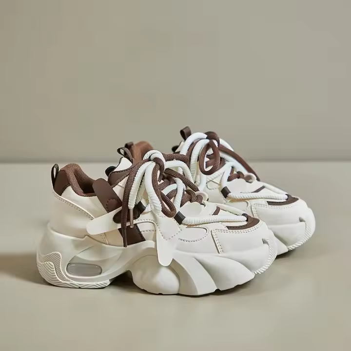 2025 primavera otoño zapatillas gruesas para mujer zapatos deportivos de plataforma transpirables para mujer zapatos vulcanizados de suela gruesa de moda - 1