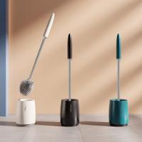 Cepillo De Inodoro De Silicona 1 Set Herramienta De Limpieza Rápida Accesorios De Baño Cepillo De Limpieza Montado En La Pared O Soportado En El Suelo - details 0