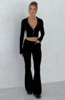 Conjunto de dos piezas de moda para mujer, Top con capucha, pantalones informales, ajustados, primavera - details 18