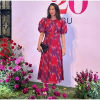 OUWU-Vestido Midi con diseño sin espalda para mujer, elegante con estampado, cuello vuelto, mangas abullonadas, corte en A, novedad de verano 2024 - details 11