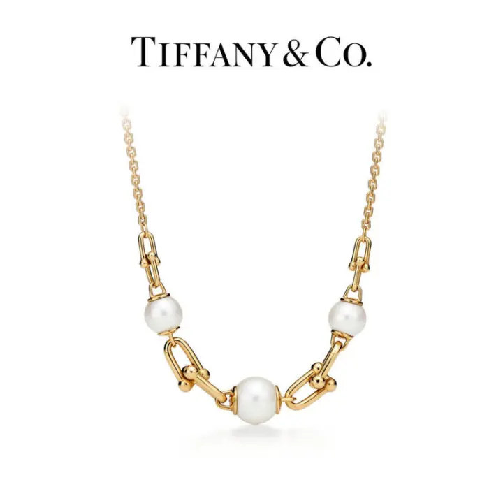 ΤΙΦΑΝΗ ™ Collar HardWear, collar con colgante de oro de 18 quilates, diseño clásico de eslabones de cadena, engastado con perlas de agua dulce - 1