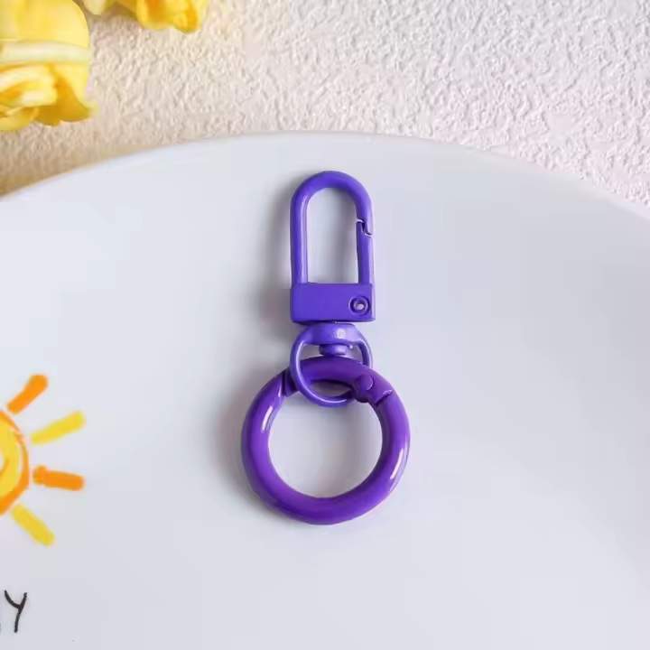Cierre de resorte de Color caramelo para llavero, anillo dividido, anillo de conexión, cierre de langosta, ganchos, adorno de Metal, mosquetón, Clips para llavero - 1
