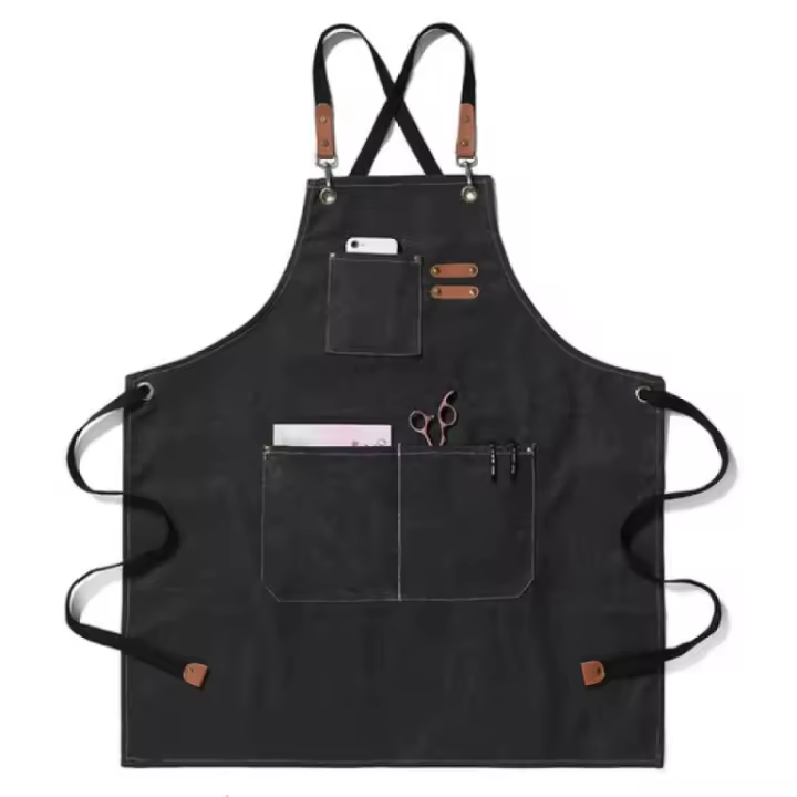 Delantal de trabajo genérico con bolsillos, ropa de trabajo de lona para restaurante, cocina, camarero, hombre y mujer - 1
