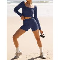 BUNO-Conjunto de ropa de estar por casa para mujer, tops ajustados de manga larga y pantalones cortos de motorista, 2 piezas, verano, 2025 - details 45