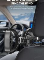 SEAMETAL-reposacabezas de refrigeración, ventiladores de doble cabezal, rotación multiángulo, ventilador de aire enfriador ajustable de 3 velocidades para accesorios de coche - details 5