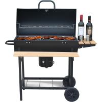 Parrilla de Carbón con Ruedas para Jardín Exterior BBQ Soportes Faciles de Movimiento, 2 Estantes de Madera Plegables para Almacenar Comidas 101×70.5×94.5CM - details 5