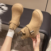 Nuevas botas planas casuales retro con hebilla de cinturón - details 12