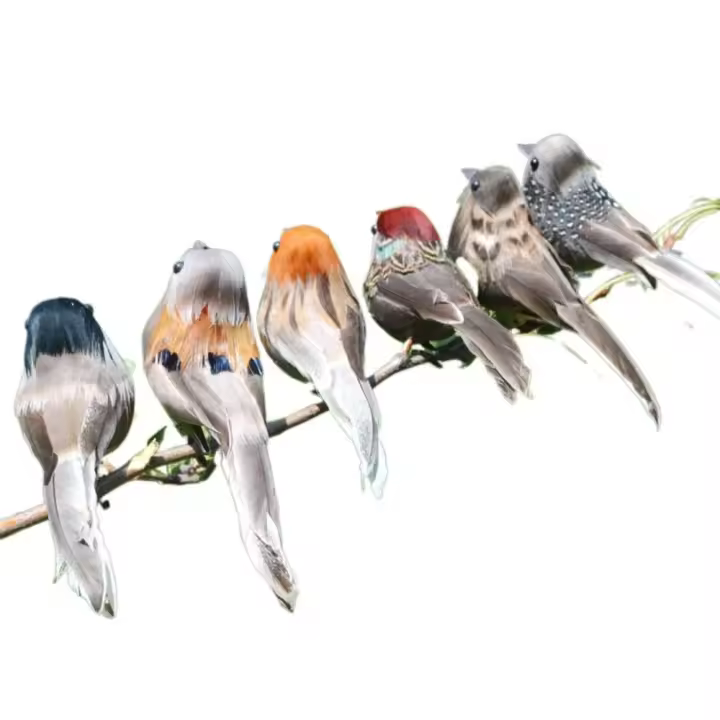 Diseño de pájaro simulado, accesorios para el hogar, decoración de jardinería, paisajismo, Gorrión, adornos de pájaro de imitación, pluma de pájaro - 1