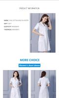 Bata de laboratorio a la moda para mujer, vestido de médico y enfermera de manga corta, uniformes médicos de manga larga, chaqueta blanca, cinturón - details 6