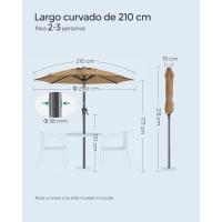 Sombrilla de Jardín 300 cm, UPF 50+, Parasol, 30 ° de Inclinación en dos Direcciones, con , para Patio, Terraza, , Piscina, sin Base, Beige GPU30BE - details 47
