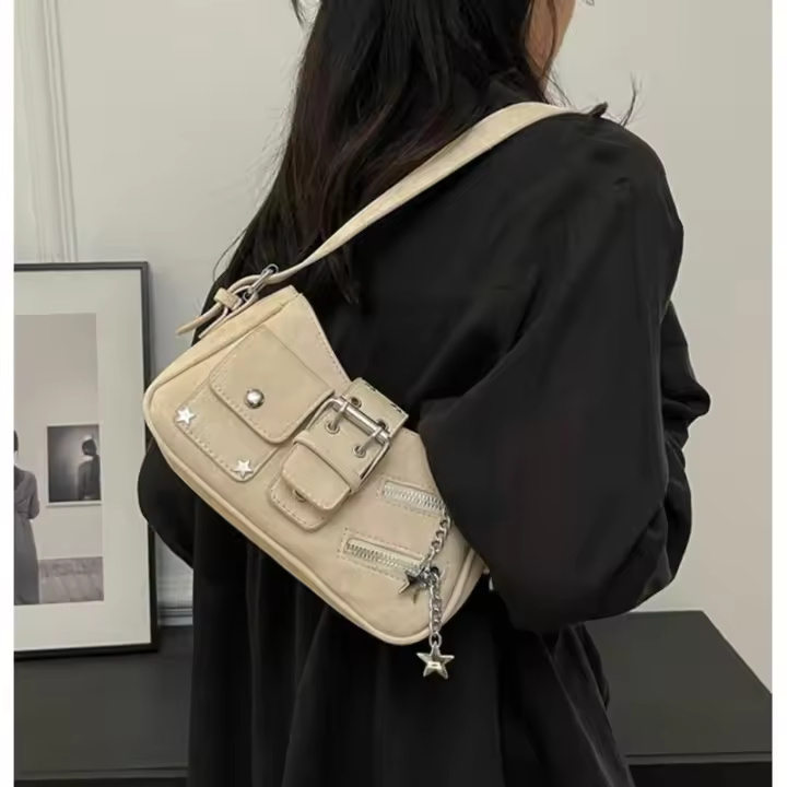 Bolsos de hombro Y2k de moda para mujer, bolso cruzado Punk para axila, bolso con asa superior, bolso Hobo con hebilla, primavera 2025 - 1