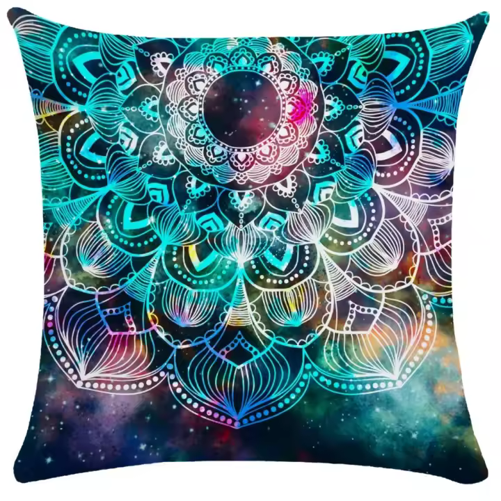 Funda de almohada con Mandala de acuarela nórdica, cielo estrellado, estilo étnico, cojín decorativo para sofá y sala de estar - 1