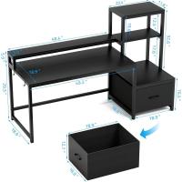 Impresora de Escritorio Doméstica Reversible de 175cm con Luces LED Estantes para Juegos y Trabajo para el Hogar Negro - details 2