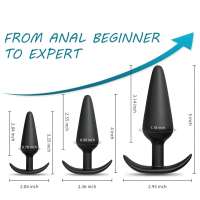 Tapón anal de silicona, paquete de 3 tapones anales, juego de entrenamiento para principiantes, usuarios avanzados con base acampanada, juguetes sexuales de próstata - details 0