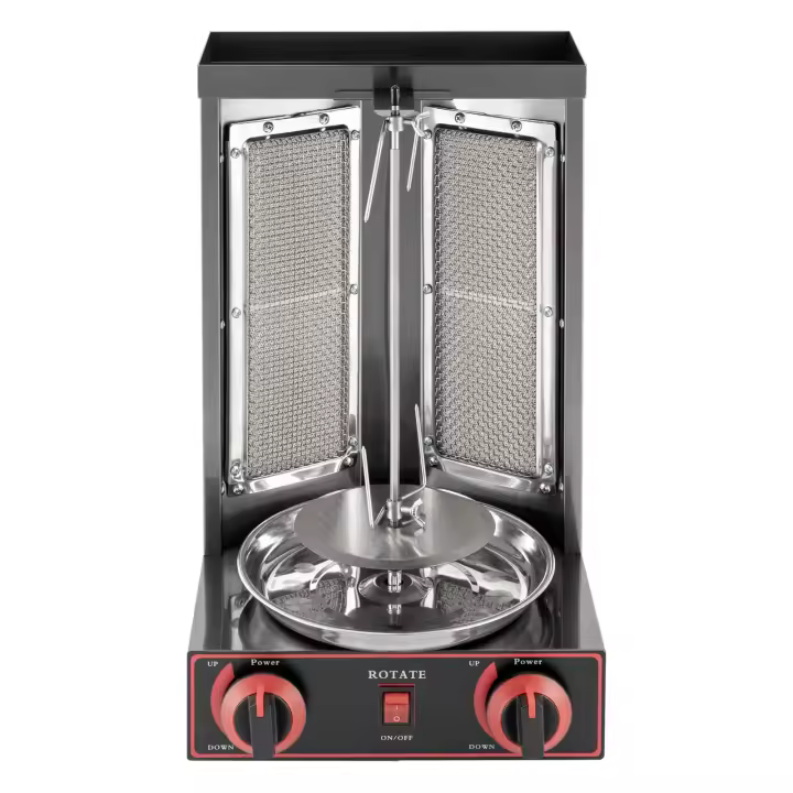 Máquina Shawarma Vertical de Gas Doner Kebab Grill giroscopio asador horno carne asador con 2 quemadores para cocina comercial de restaurante en casa - 1