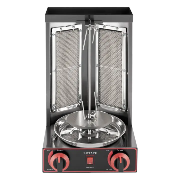 Máquina Shawarma Vertical de Gas Doner Kebab Grill giroscopio asador horno carne asador con 2 quemadores para cocina comercial de restaurante en casa - 1