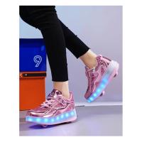 Zapatos de patín de 2 ruedas para mujer, zapatos de tendencia para niña con LED retráctil, zapatillas informales de doble propósito con ruedas - details 20
