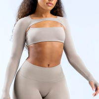 Nuevo chal suave al tacto sin costuras de spandex para mujer, ropa de yoga fitness, elástico, transpirable, chal deportivo de ocio. - details 7