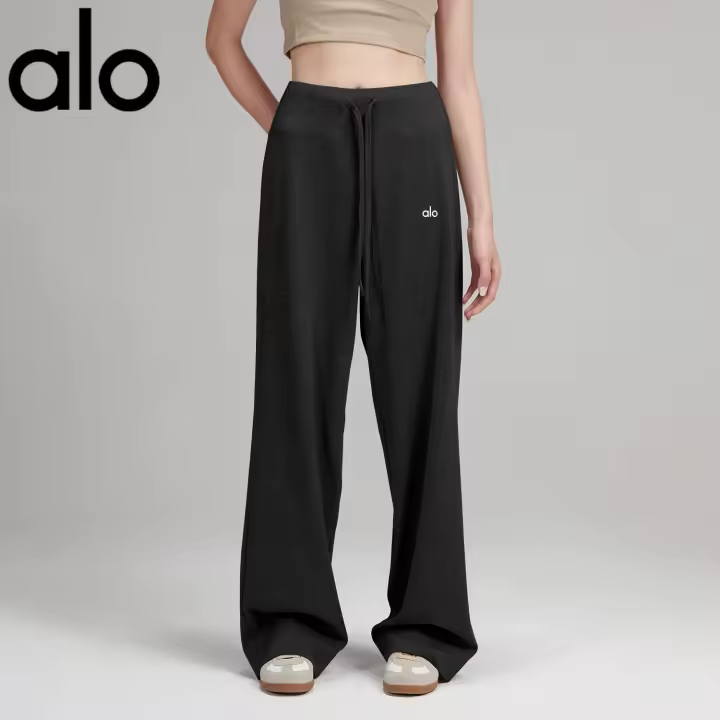 Pantalones de Yoga Alo Cómodos y Sueltos para Talla Grande Estilo Largo con Diseño de Baño - 1