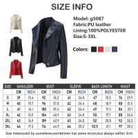 Chaqueta de piel para mujer con cremallera, cortavientos, cuello alto, chaqueta de motorista, para primavera y otoño - details 0