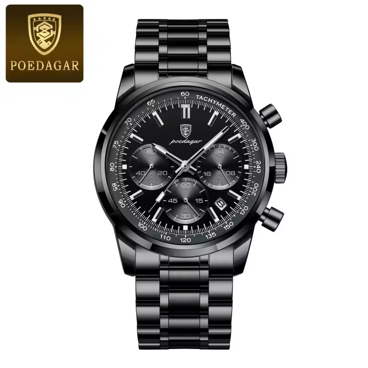Reloj de Cuarzo POEDAGAR Reloj de Cronómetro de Fecha Luminoso Impermeable para Hombres - 1