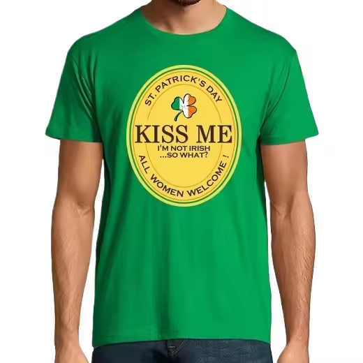 Bésame no soy irlandés todas las mujeres son bienvenidas Camisetas CERVEZA,Pack Regalo Camiseta Personalizada - 1