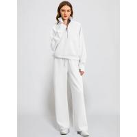 Conjunto casual de dos piezas para mujer: sudadera extragrande con media cremallera y pantalones deportivos de pierna ancha - details 4
