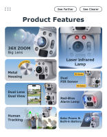 Cámara Solar de Pantalla Doble SHIWOJIA Zoom 36X Seguridad al Aire Libre Follow de Humano PIR - details 1