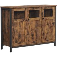 Aramrio de Almacenamiento, Aparador con Puertas de Cristal, para Comedor, Salón, Cocina, Estilo Industrial, Marrón Rústico y Negro - details 0