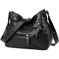 Bolso de hombro Vintage para mujer, bandolera de cuero PU lavado, multifunción, gran capacidad - details 15