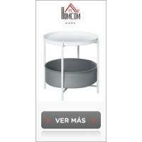 Auxiliares de Salón Modernas Mesas de Centro Redondas con Tapa Extraíble y Estructura Metálica para Dormitorios Ø40x45 cm y Ø35x40 cm Blanco - details 8