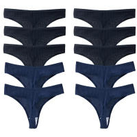 10PCS Conjunto De Bragas De Algodón Para Mujer Estilo Deportivo Y Sexy Transpirables Cómodas Y Suaves G-Strings En Rayas - details 11