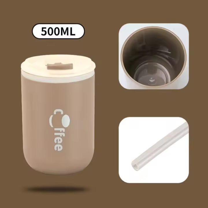 La prueba de Fuga con pajita, la botella de Agua de Maple inoxidable con tapa, de café de viaje - 1