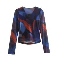 TRAFZA Conjunto de 2 piezas para mujer, camisa plisada de manga larga con cuello redondo y falda midi recta, moda 2023 - details 3