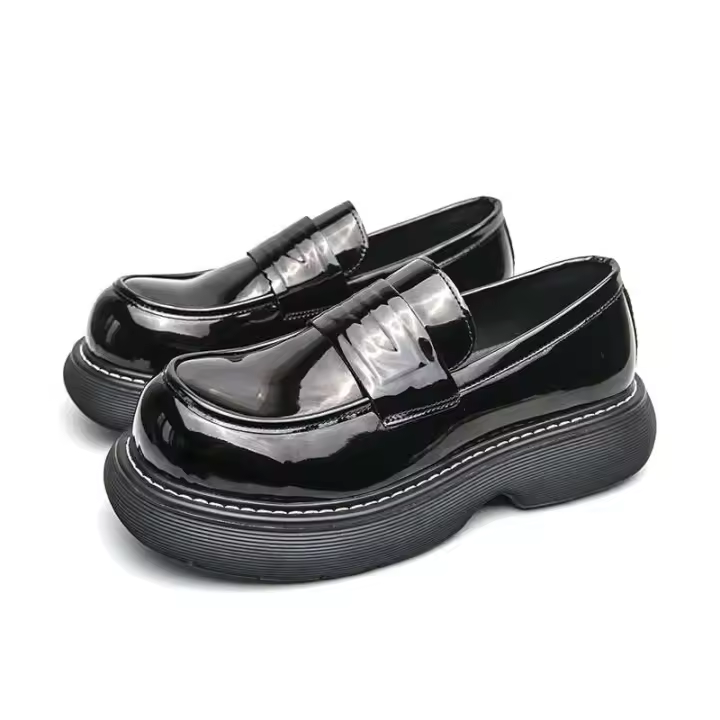Zapatos informales de vestir para hombre, suela gruesa de charol, talla grande, suela de goma suave, moda de otoño - 1