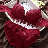 Conjunto de sujetador para mujer, conjunto de ropa interior de encaje Floral para niña, sujetador con aros, traje push-up - details 4