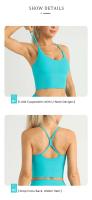 Sujetador deportivo de Color liso para mujer, ropa interior Sexy con espalda cruzada Y forma de Y, ideal para gimnasio, Yoga, trotar Y entrenamiento - details 3