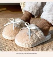 Zapatillas de algodón para mujer, zapatos de interior para el hogar transpirables, antideslizantes, con forro polar EVA, suela gruesa de piel, otoño e invierno, novedad de 2024 - details 7