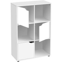 Estantería de Madera Natural Librería con Puerta y Compartimentos Abiertos - details 64