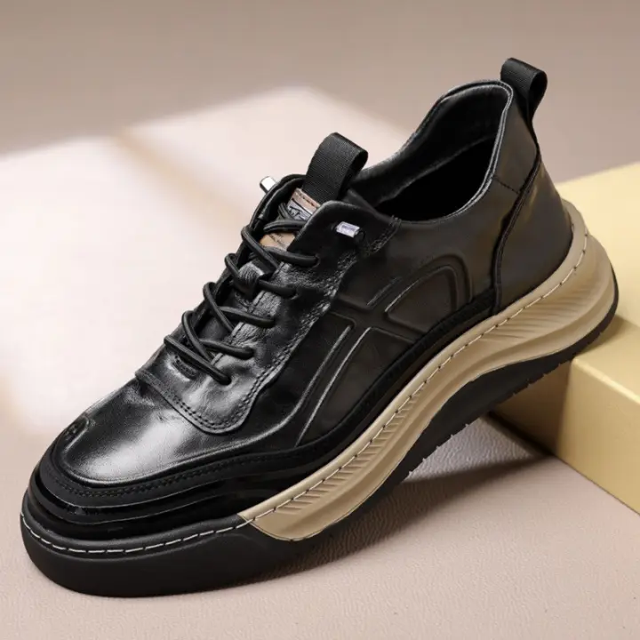 Zapatillas Casuales de Alta Gama para Hombres Versátiles Zapatos Deportivos de Cuero - 1