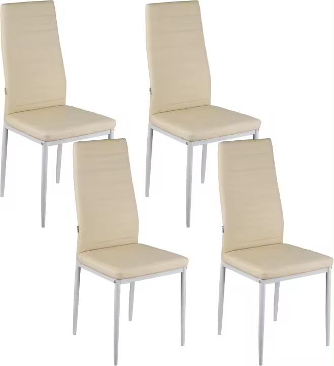 Sillas de Comedor de 4 Piezas Elegantes Resalto Alto, Asiento Ergonómico, Diseño con Costuras Decorativas Material de Piel Sintética, Estructura de Acero - 1