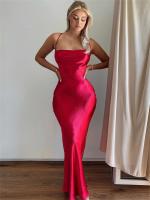Tossy mujer elegante fiesta moda delgada caliente espalda descubierta Halter vestidos trajes satén para mujer vestido Maxi vestido de noche - details 13