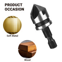 Broca escalonada de ranura recta HSS, 3 piezas, avellanador de chaflán, juego de brocas de perforación para madera y Metal, herramienta de cambio rápido, 3 piezas - details 5
