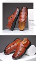 Sandalias de cuero informales formales con suela suave antideslizantes de verano para hombre, zapatos para papá de mediana edad, color negro - details 17