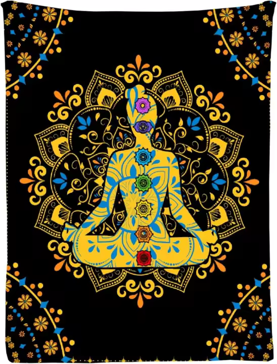 Mantas de forro polar súper suaves con diseño de mandala de meditación de yoga, edredón de felpa, ligero, decorativo de doble cara, sofá, viaje, regazo, manta de cama, para adolescentes - 1