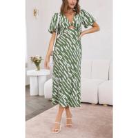 Vestido Informal para Mujer Corte en A, Cintura Alta, Cuello en V, Sexy, Bohemio, Vestido Midi de Verano con Mangas Abullonadas, Elegante Vestido de Fiesta Vintage 2025 - details 0